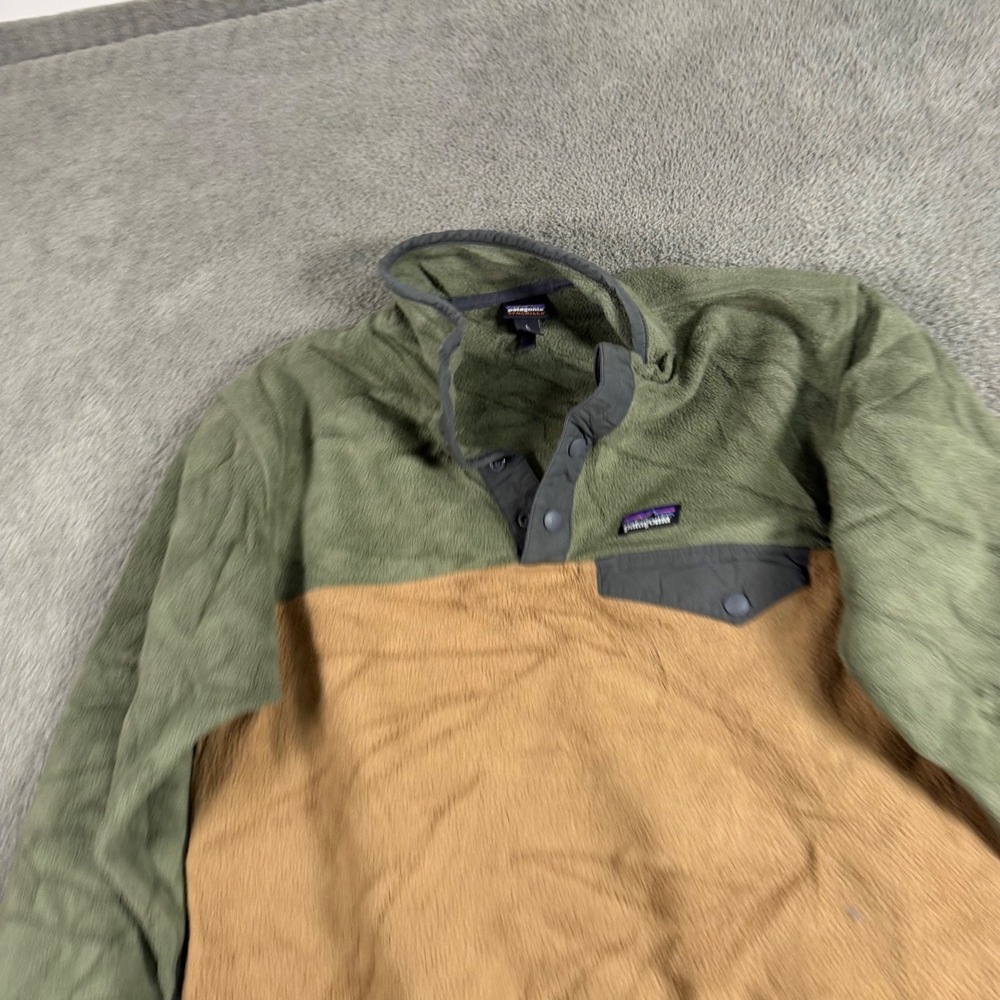 Patagonia Synchilla Snap-T Fleece Pullover Green Tan Kids Large 12 65545